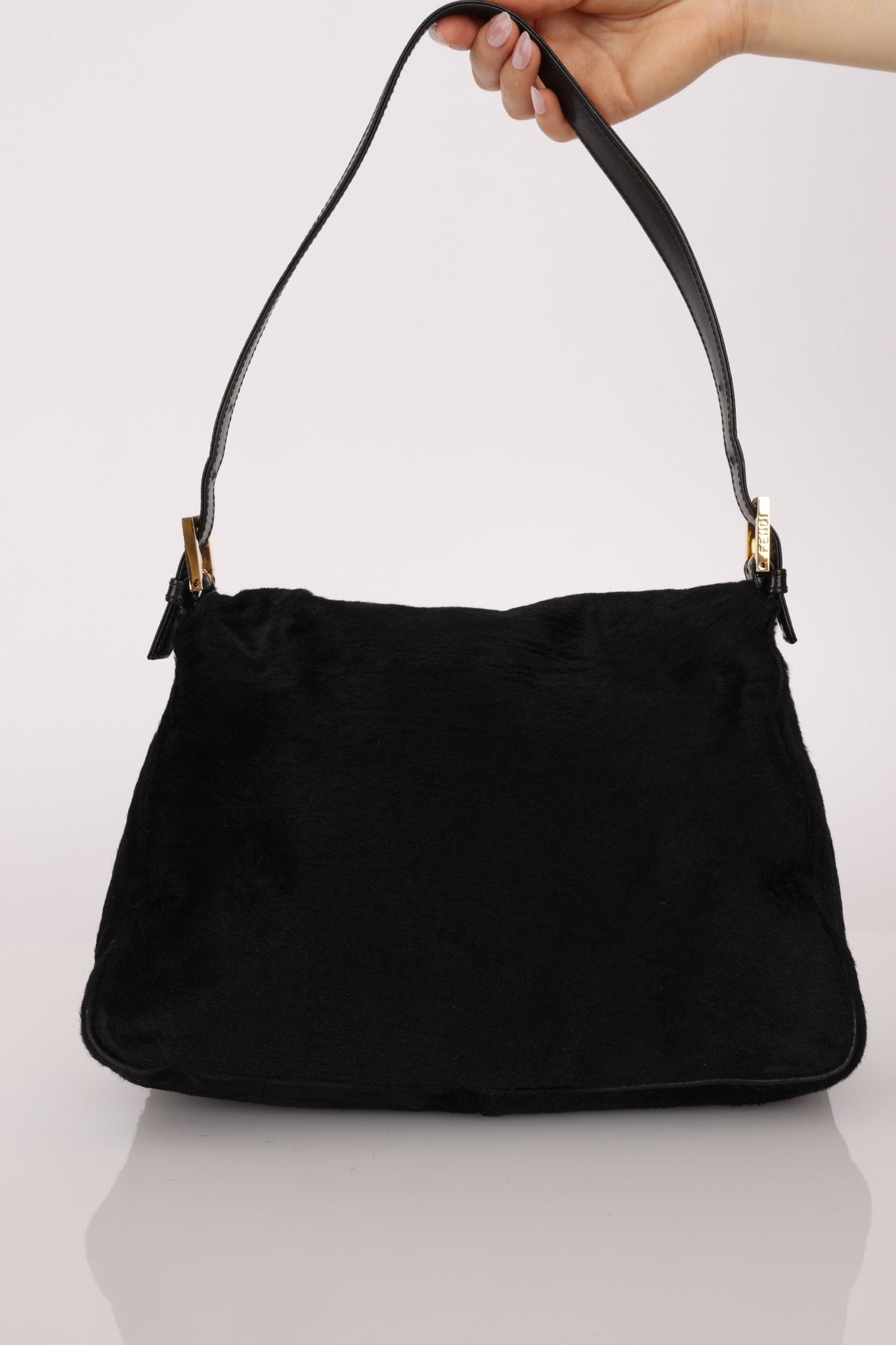 Fendi Black Ponyhair Mama Baguette Bag GHW - FashioNica