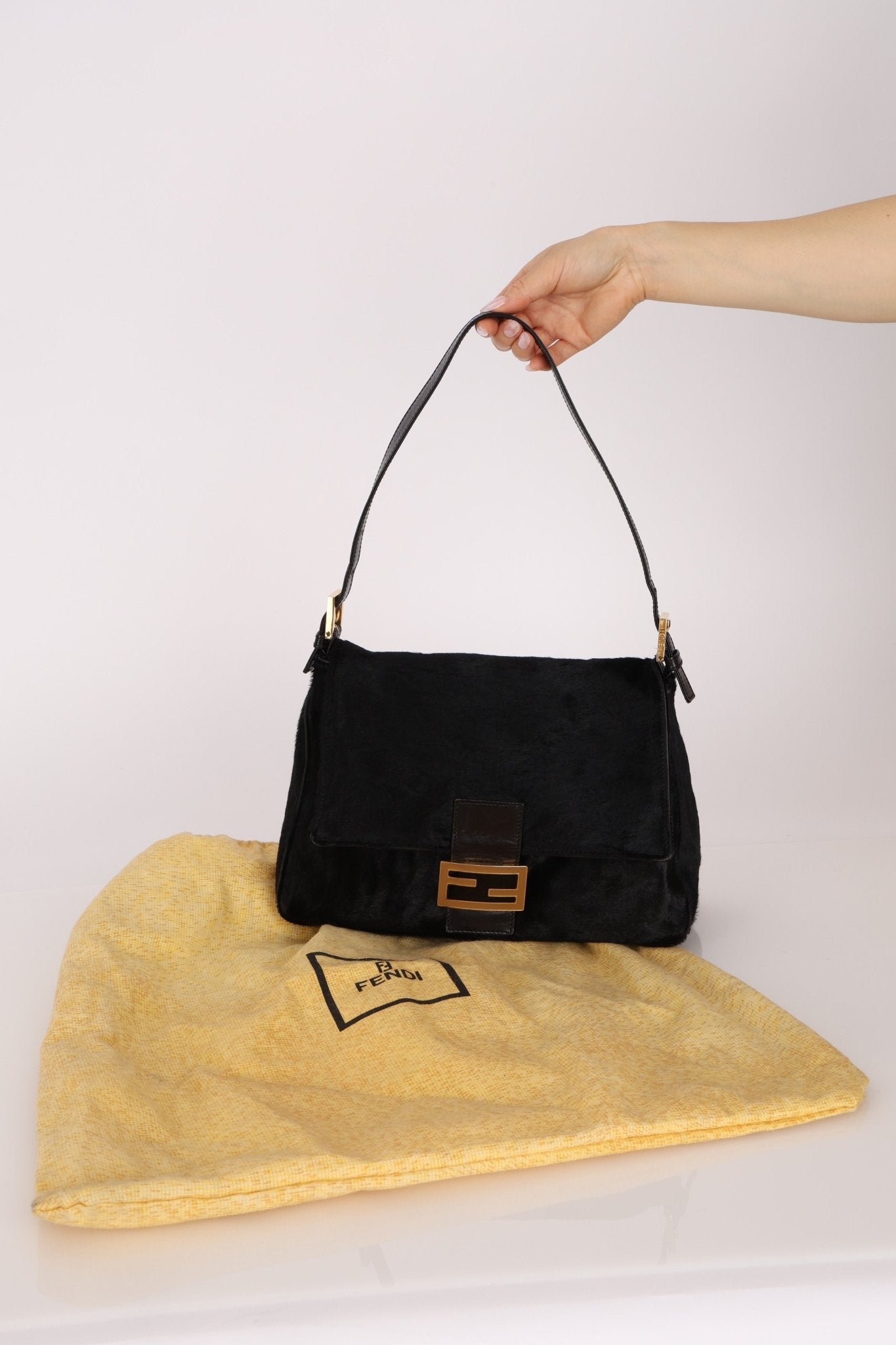 Fendi Black Ponyhair Mama Baguette Bag GHW - FashioNica