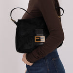 Fendi Black Ponyhair Mama Baguette Bag GHW - FashioNica