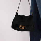 Fendi Black Ponyhair Mama Baguette Bag GHW - FashioNica