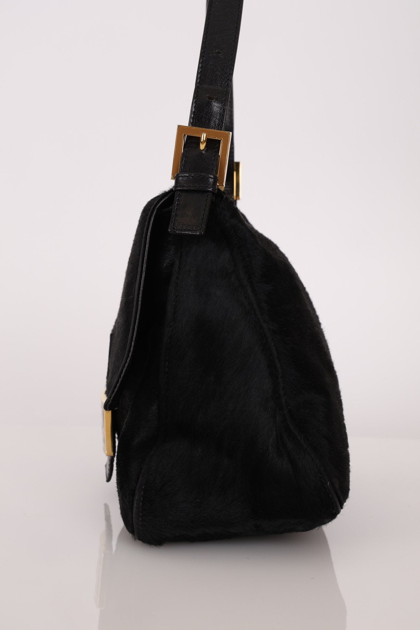 Fendi Black Ponyhair Mama Baguette Bag GHW - FashioNica