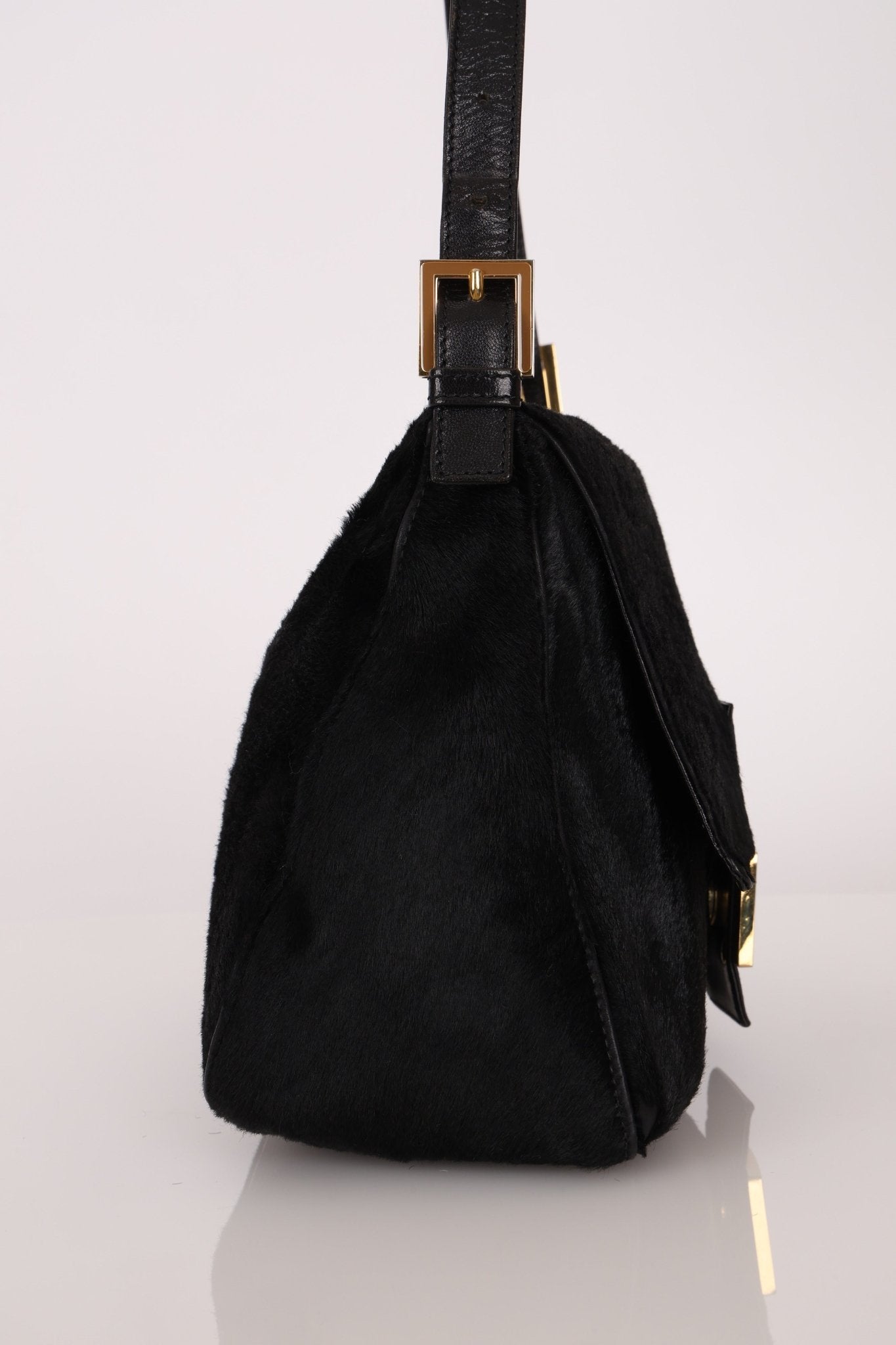 Fendi Black Ponyhair Mama Baguette Bag GHW - FashioNica