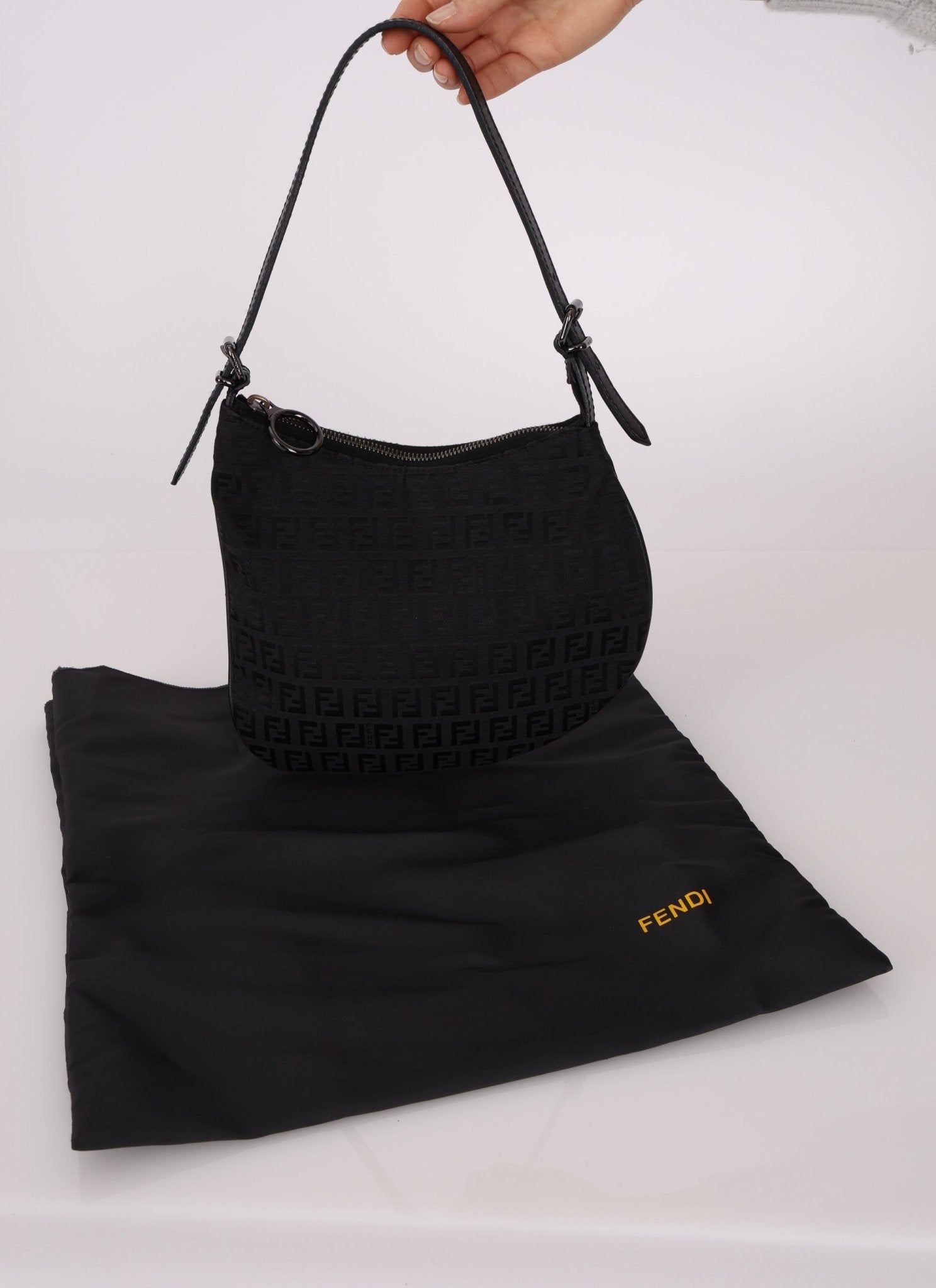Fendi Black Zucchino Oyster Bag - FashioNica