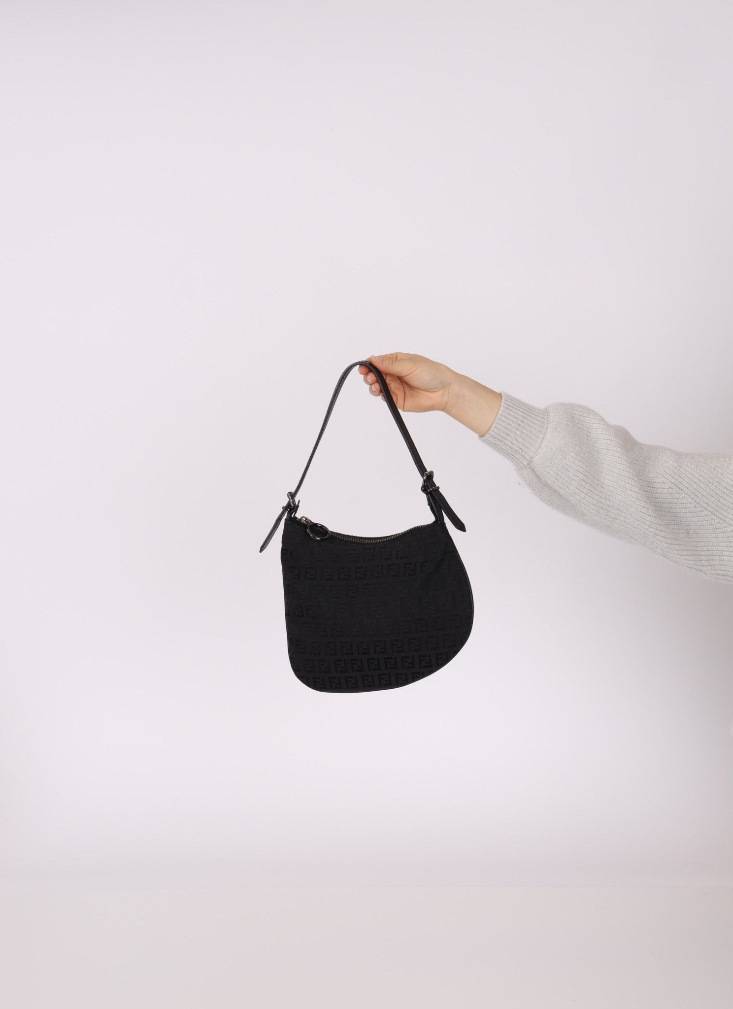 Fendi Black Zucchino Oyster Bag - FashioNica