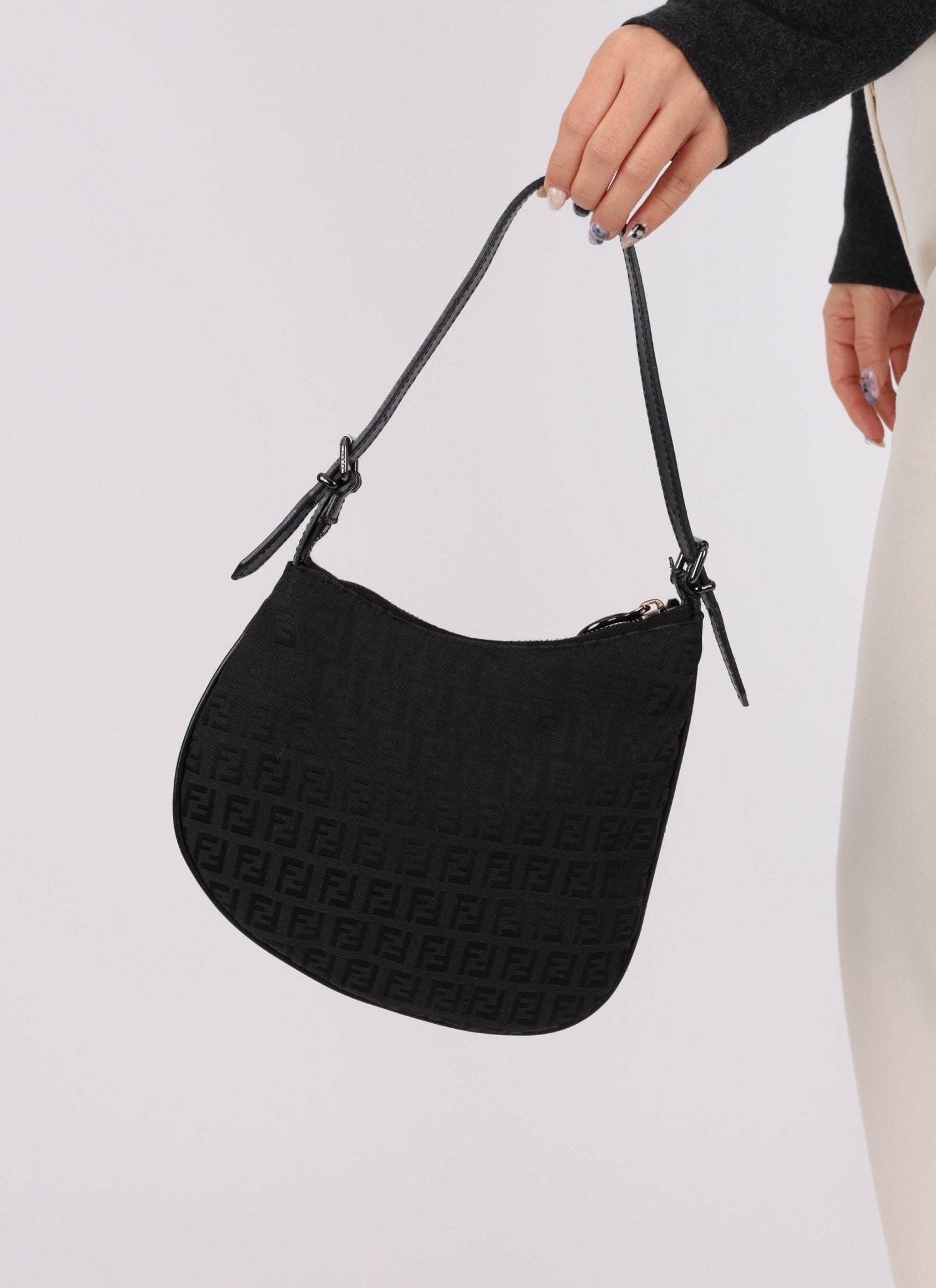 Fendi Black Zucchino Oyster Bag - FashioNica
