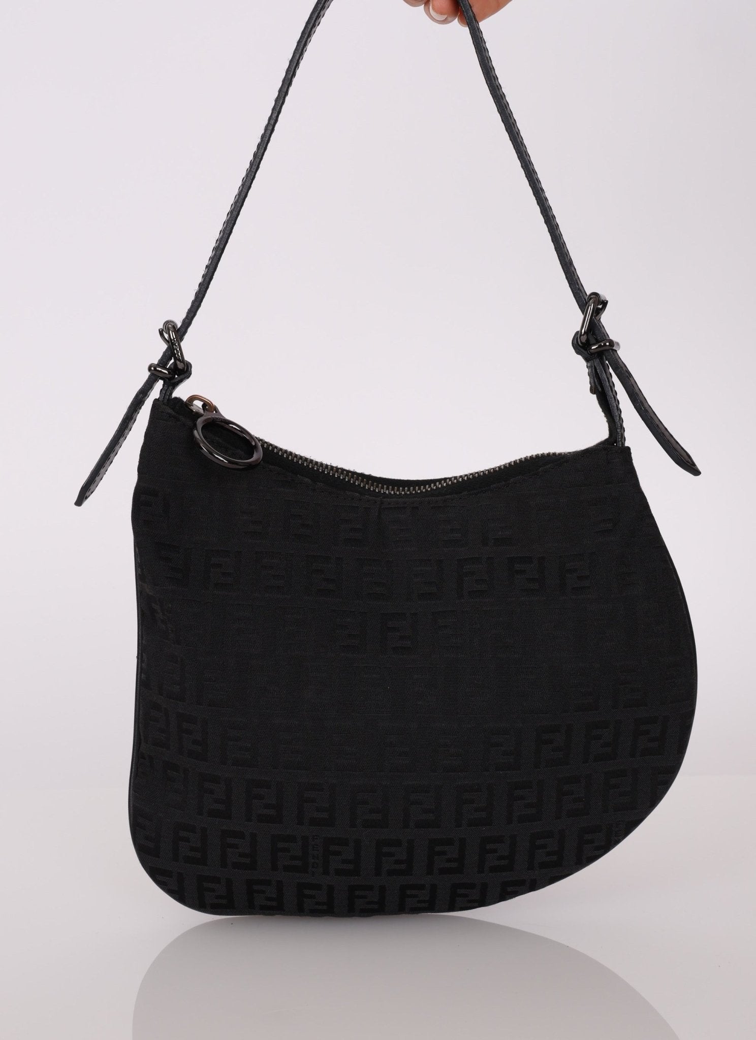 Fendi Black Zucchino Oyster Bag - FashioNica