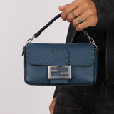 Fendi Blue Cuoio Romano Baguette Bag - FashioNica