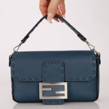 Fendi Blue Cuoio Romano Baguette Bag - FashioNica