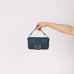 Fendi Blue Cuoio Romano Baguette Bag - FashioNica