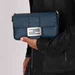 Fendi Blue Cuoio Romano Baguette Bag - FashioNica