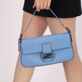 Fendi Blue Curio Leather Baguette - FashioNica