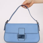 Fendi Blue Curio Leather Baguette - FashioNica