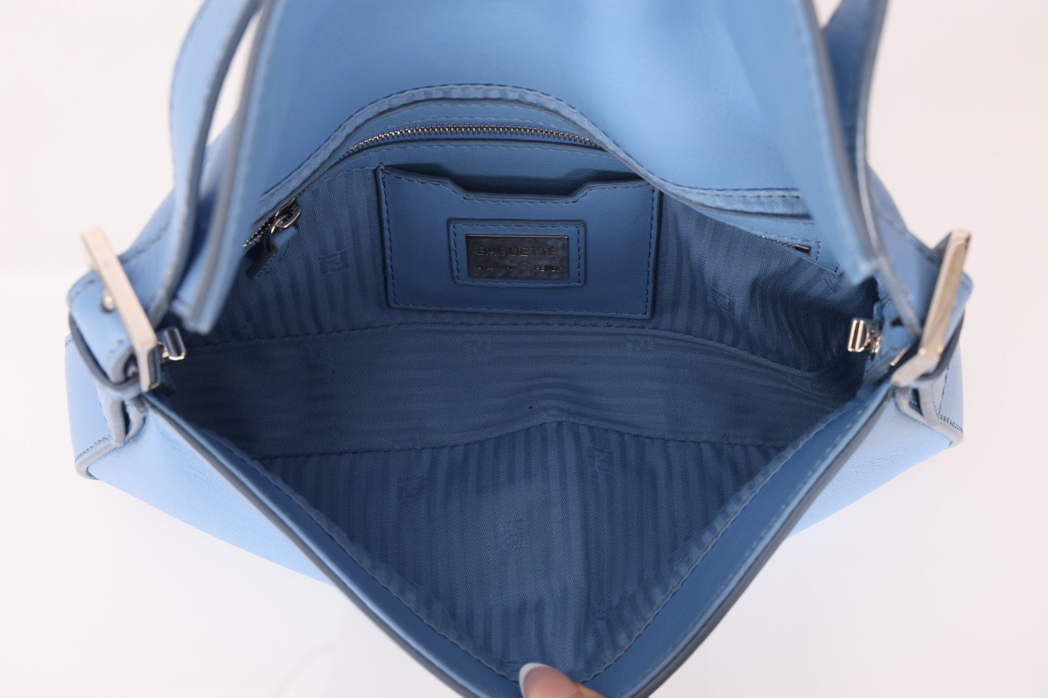 Fendi Blue Curio Leather Baguette - FashioNica