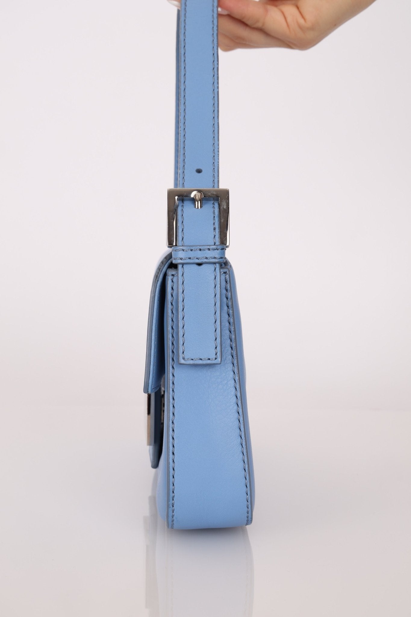 Fendi Blue Curio Leather Baguette - FashioNica