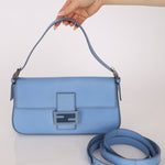 Fendi Blue Curio Leather Baguette - FashioNica