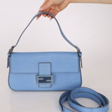 Fendi Blue Curio Leather Baguette - FashioNica