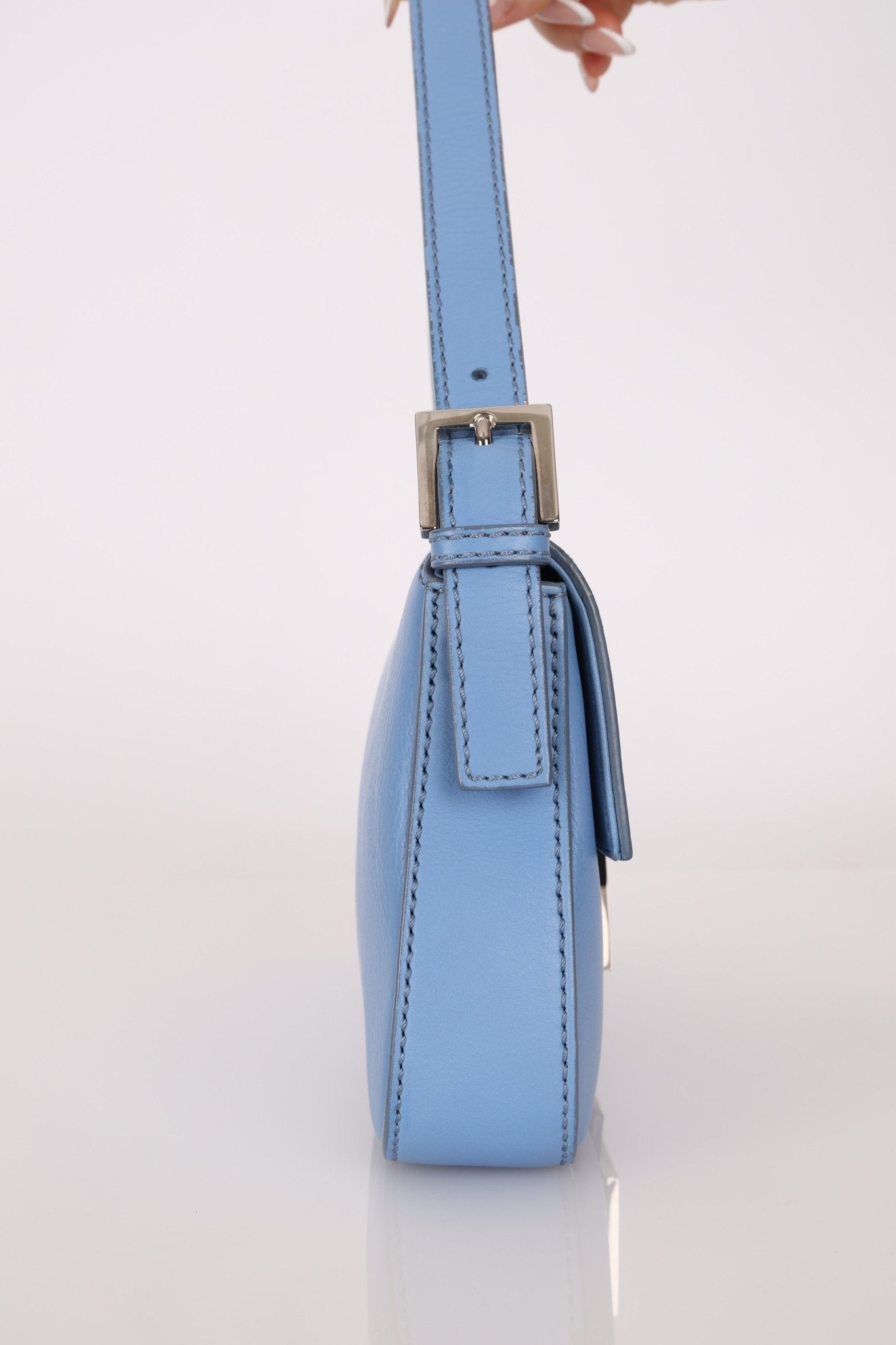 Fendi Blue Curio Leather Baguette - FashioNica