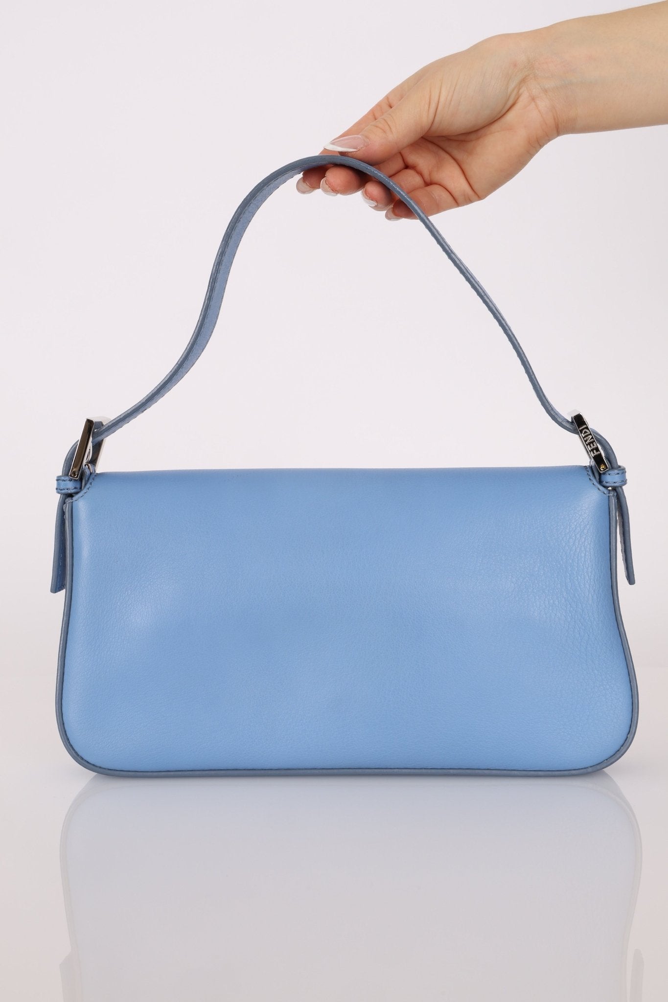Fendi Blue Curio Leather Baguette - FashioNica