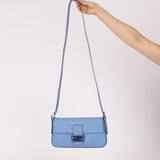 Fendi Blue Curio Leather Baguette - FashioNica