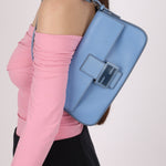 Fendi Blue Curio Leather Baguette - FashioNica