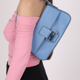 Fendi Blue Curio Leather Baguette - FashioNica
