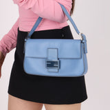 Fendi Blue Curio Leather Baguette - FashioNica