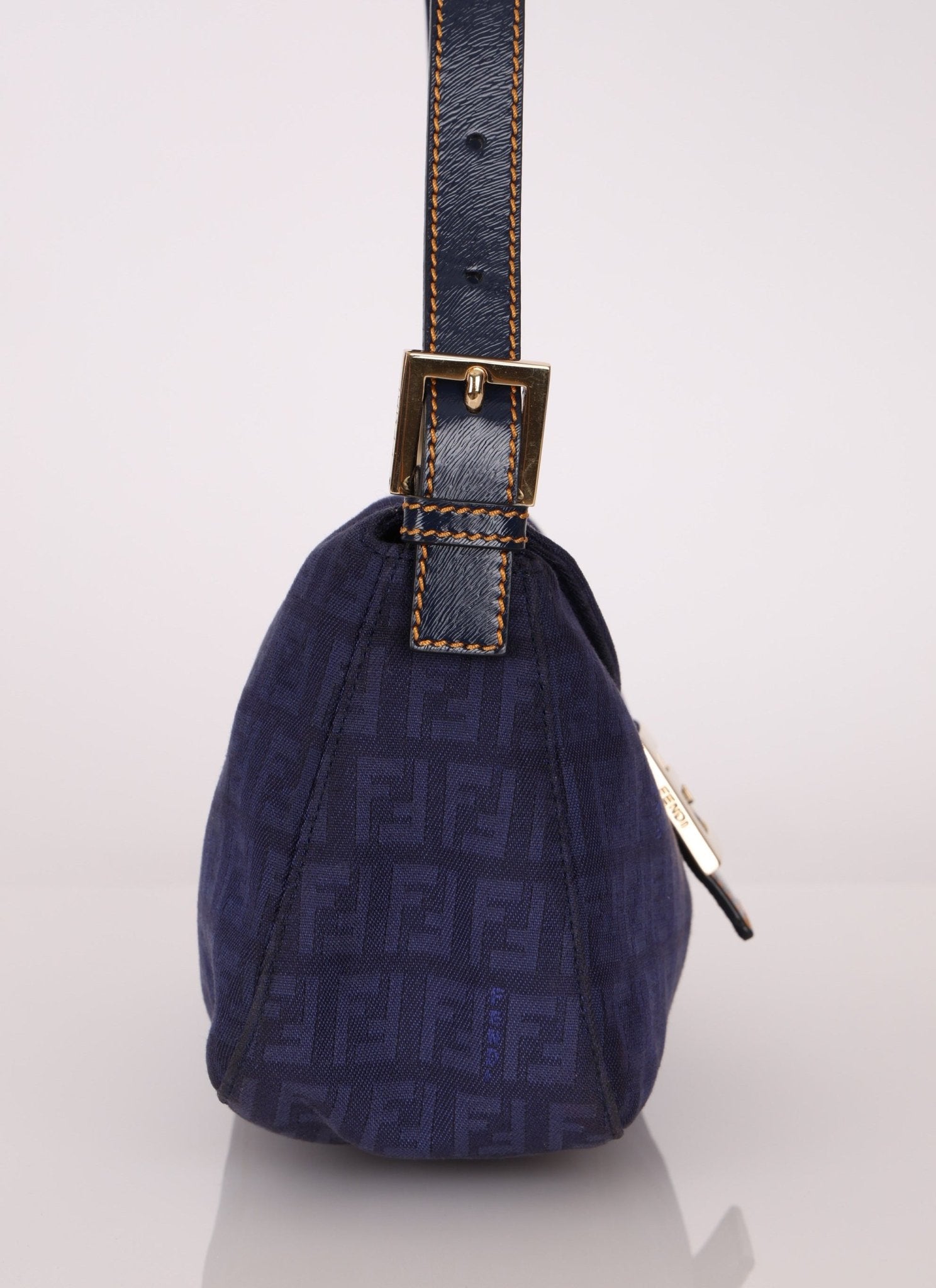 Fendi Blue Zucchino Baguette Shoulder Bag - FashioNica