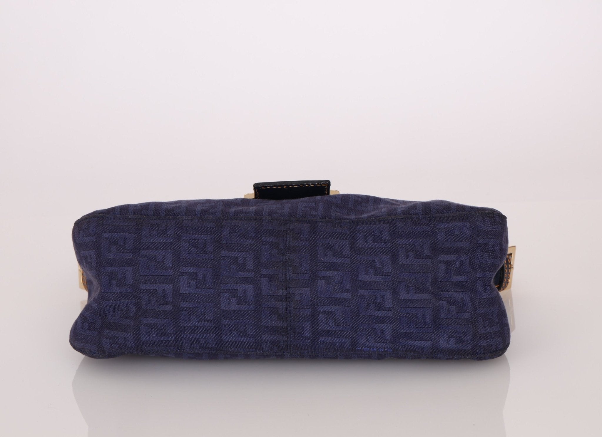 Fendi Blue Zucchino Baguette Shoulder Bag - FashioNica
