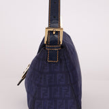 Fendi Blue Zucchino Baguette Shoulder Bag - FashioNica