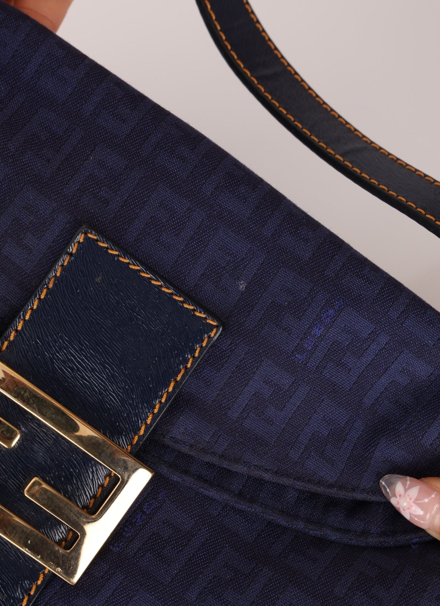 Fendi Blue Zucchino Baguette Shoulder Bag - FashioNica