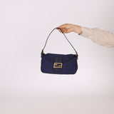 Fendi Blue Zucchino Baguette Shoulder Bag - FashioNica