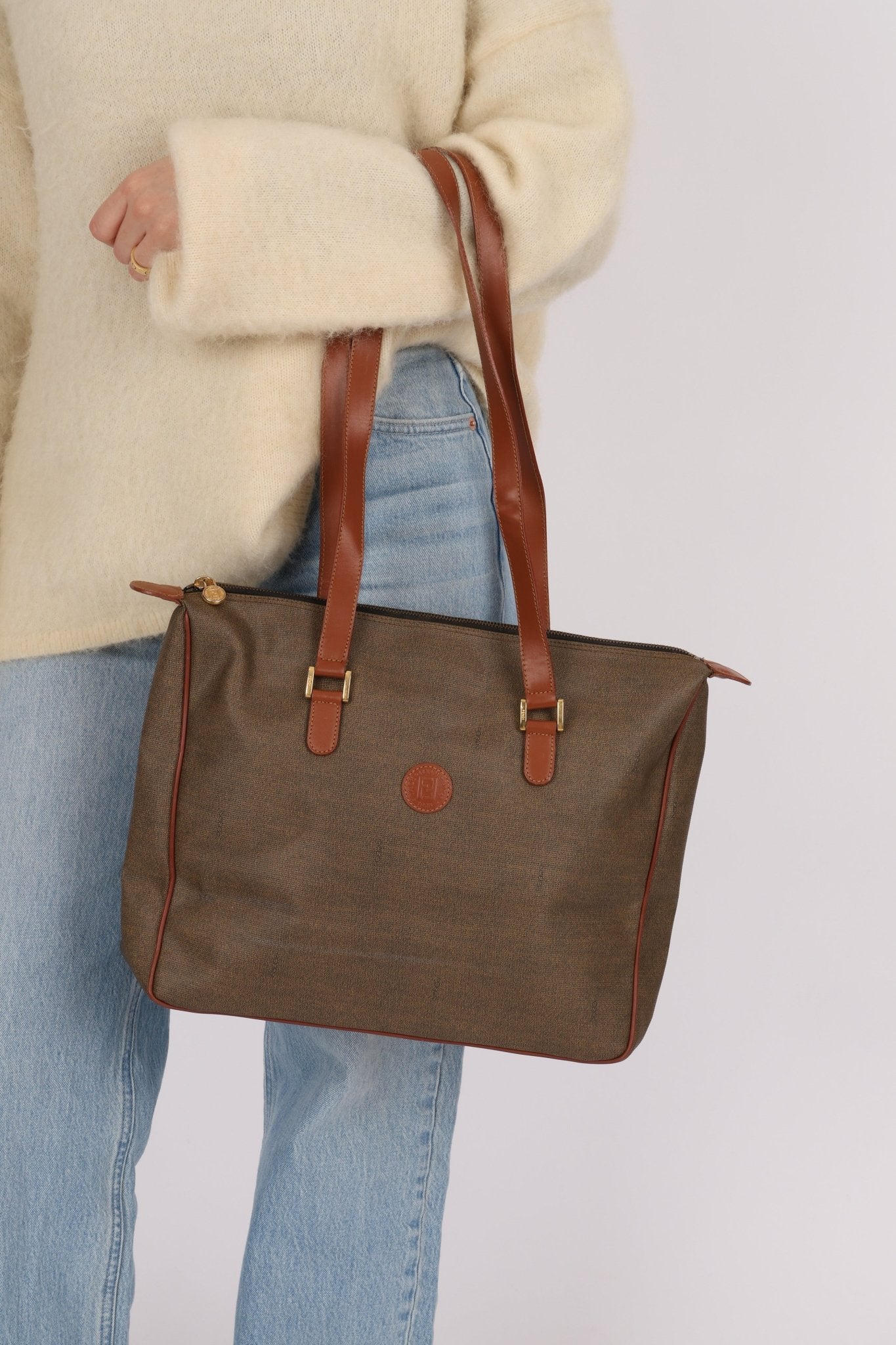 Fendi Brown Canvas Tote Bag - FashioNica