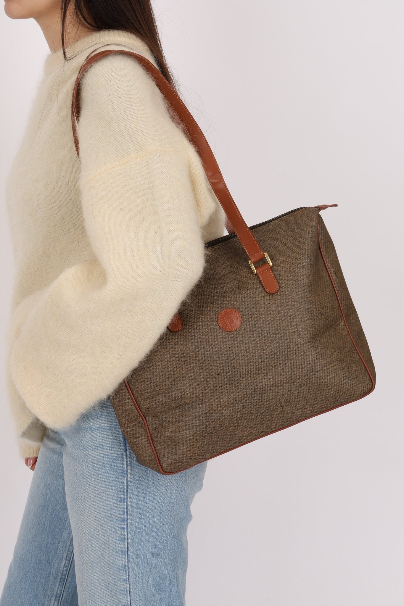Fendi Brown Canvas Tote Bag - FashioNica