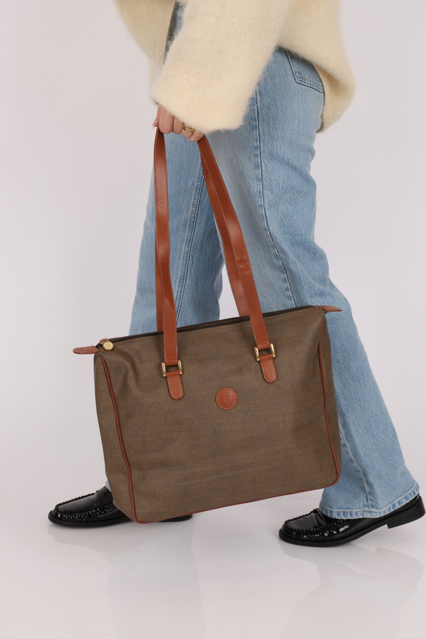 Fendi Brown Canvas Tote Bag - FashioNica