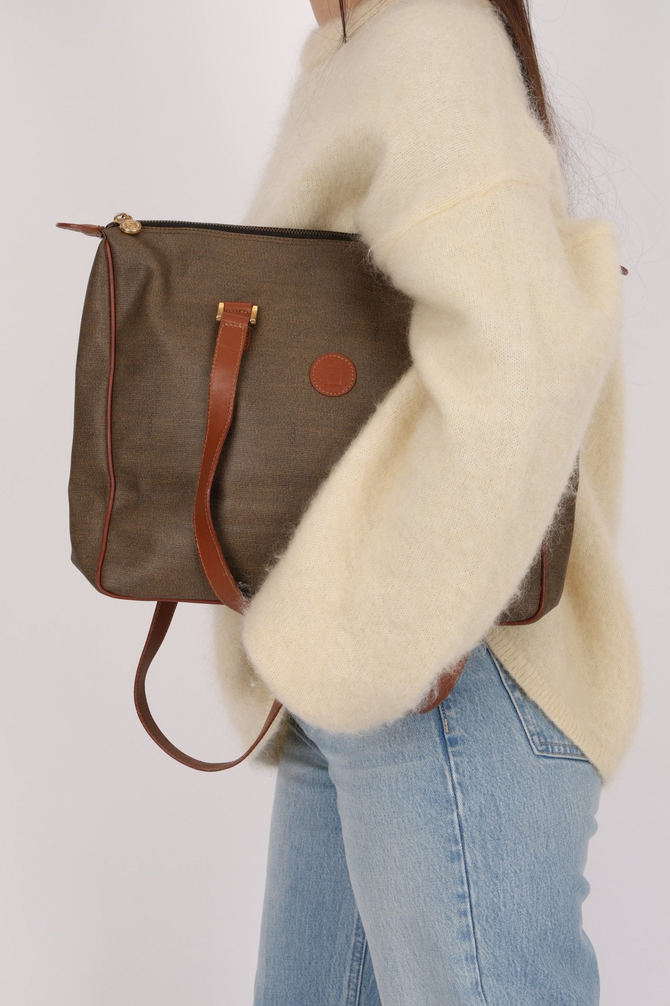 Fendi Brown Canvas Tote Bag - FashioNica