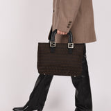 Fendi Brown Zucchino Mini Twin Tote - FashioNica