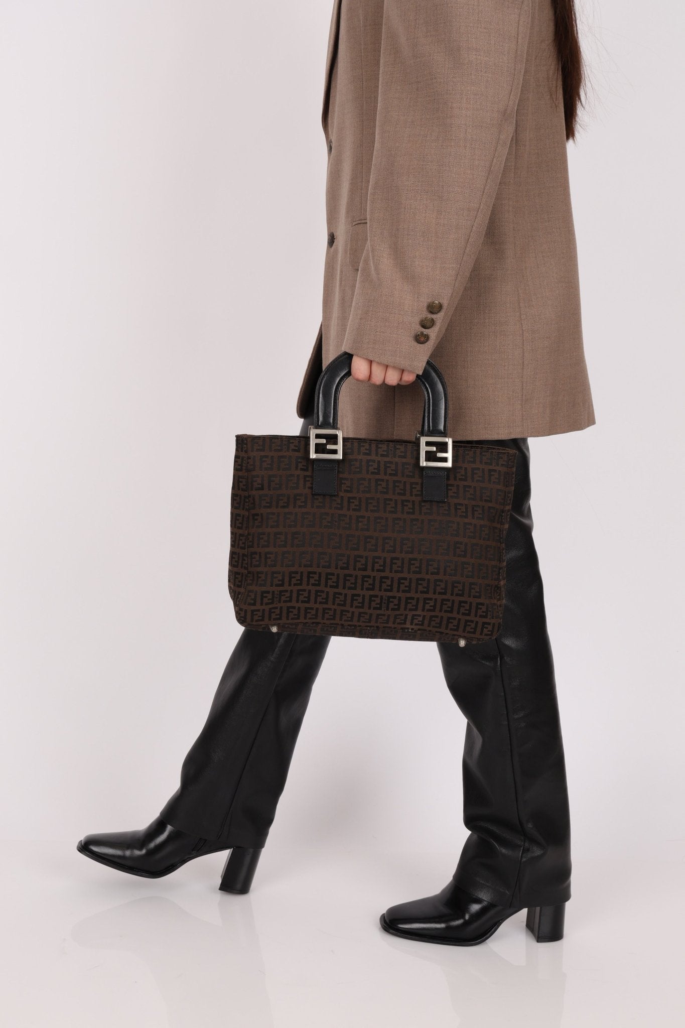 Fendi Brown Zucchino Mini Twin Tote - FashioNica