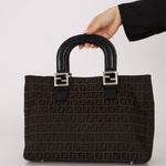 Fendi Brown Zucchino Mini Twin Tote - FashioNica
