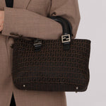 Fendi Brown Zucchino Mini Twin Tote - FashioNica
