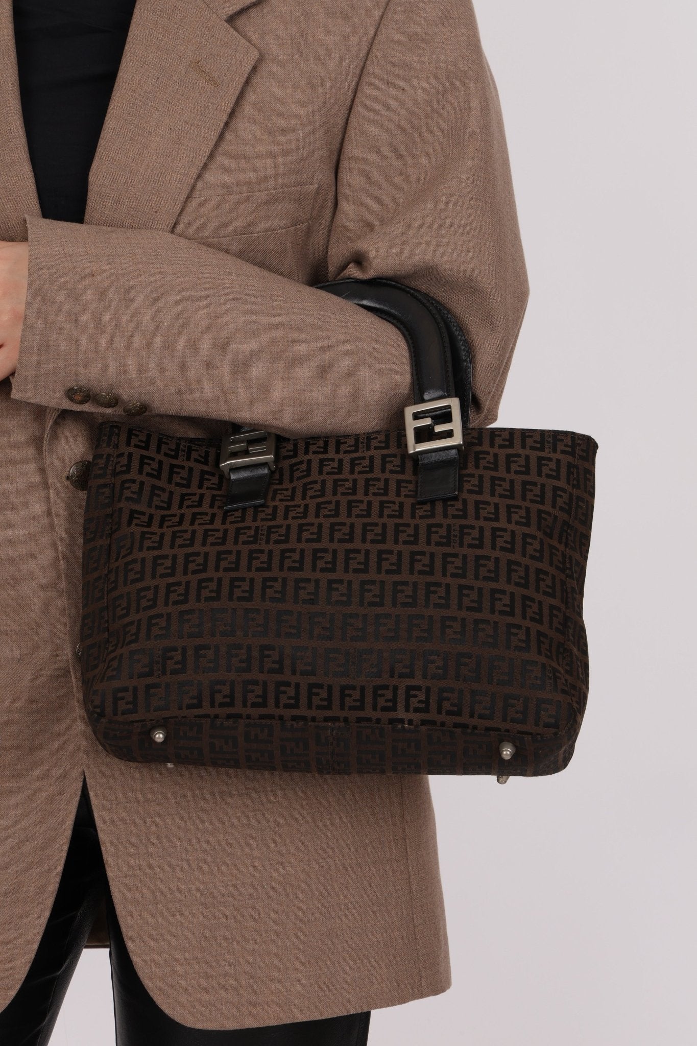 Fendi Brown Zucchino Mini Twin Tote - FashioNica