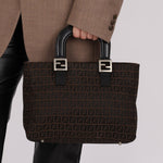 Fendi Brown Zucchino Mini Twin Tote - FashioNica