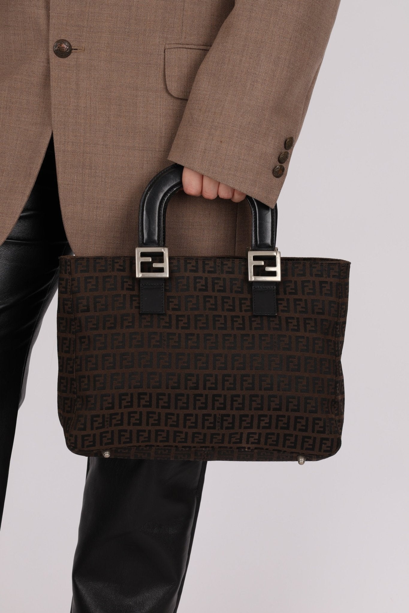 Fendi Brown Zucchino Mini Twin Tote - FashioNica