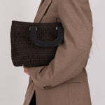 Fendi Brown Zucchino Mini Twin Tote - FashioNica