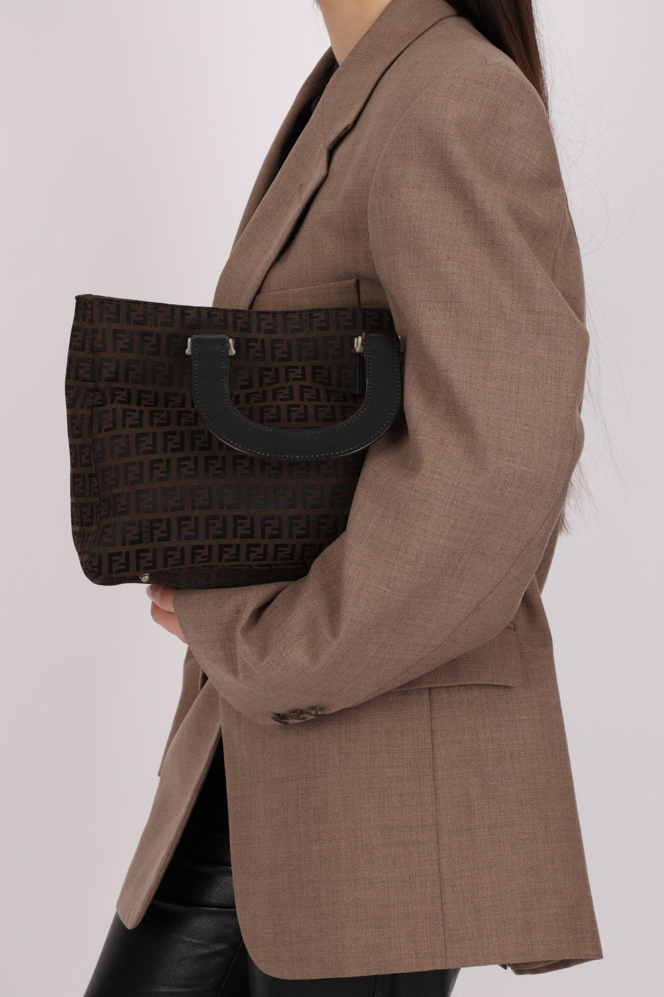 Fendi Brown Zucchino Mini Twin Tote - FashioNica