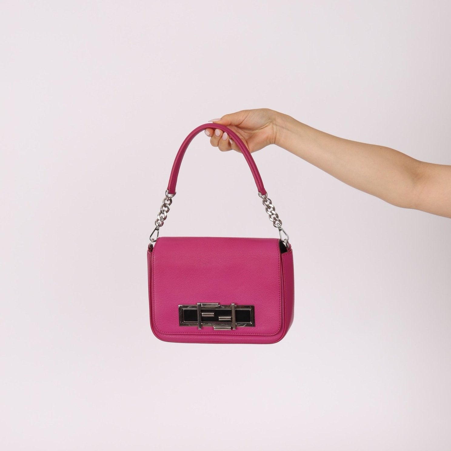 Fendi Calfskin 3Baguette Magenta Shoulder Bag - FashioNica