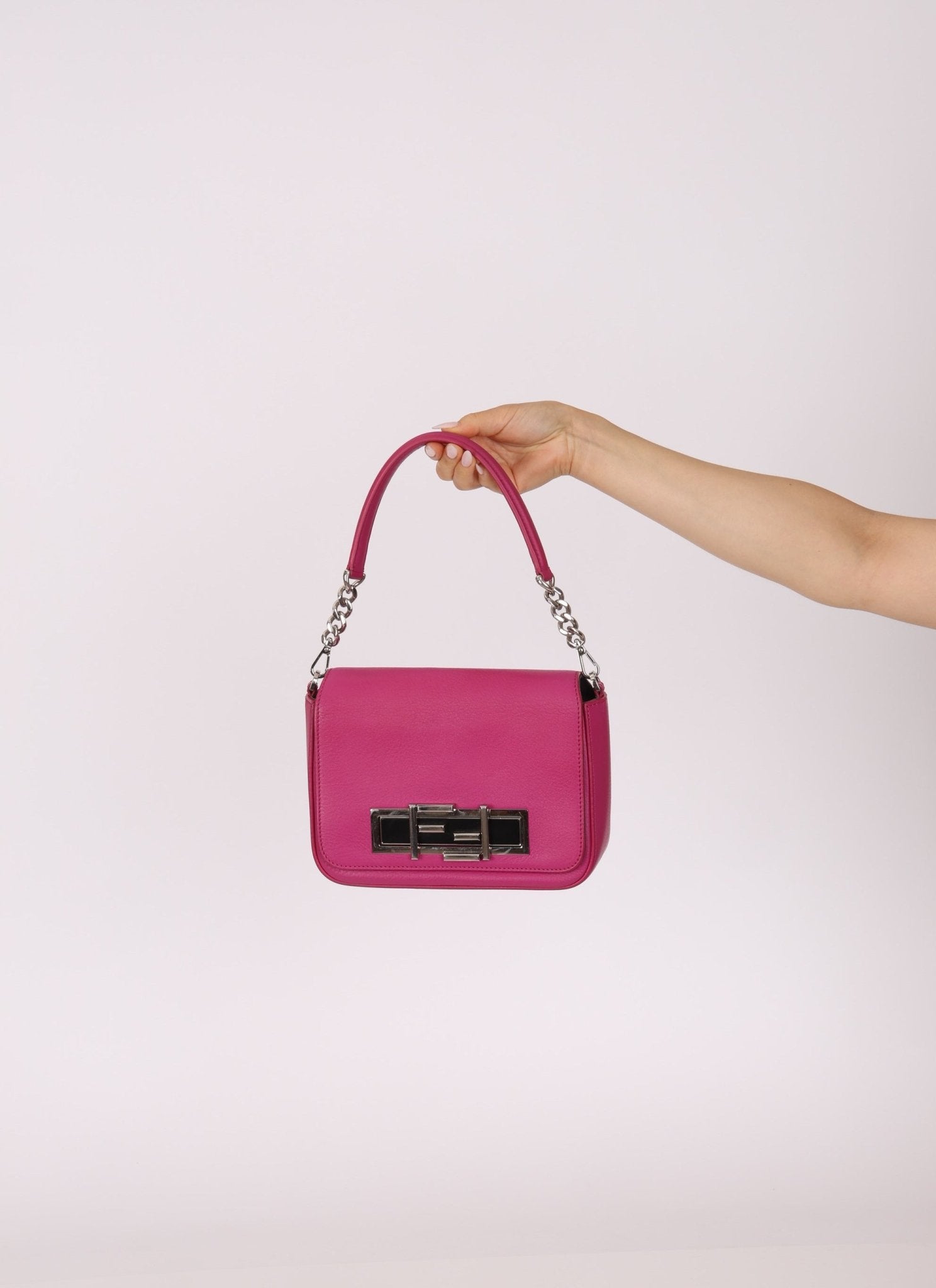Fendi Calfskin 3Baguette Magenta Shoulder Bag - FashioNica