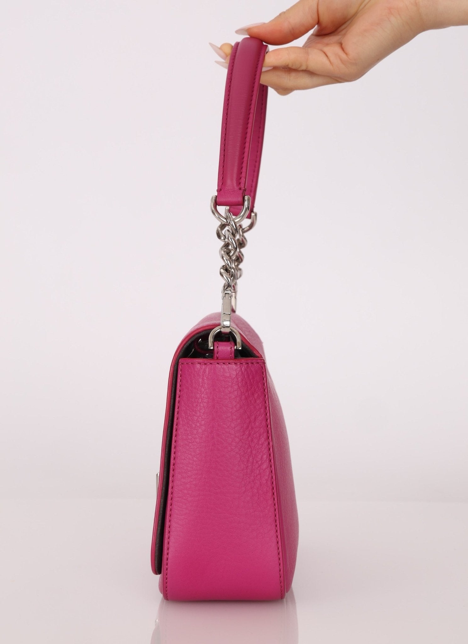Fendi Calfskin 3Baguette Magenta Shoulder Bag - FashioNica
