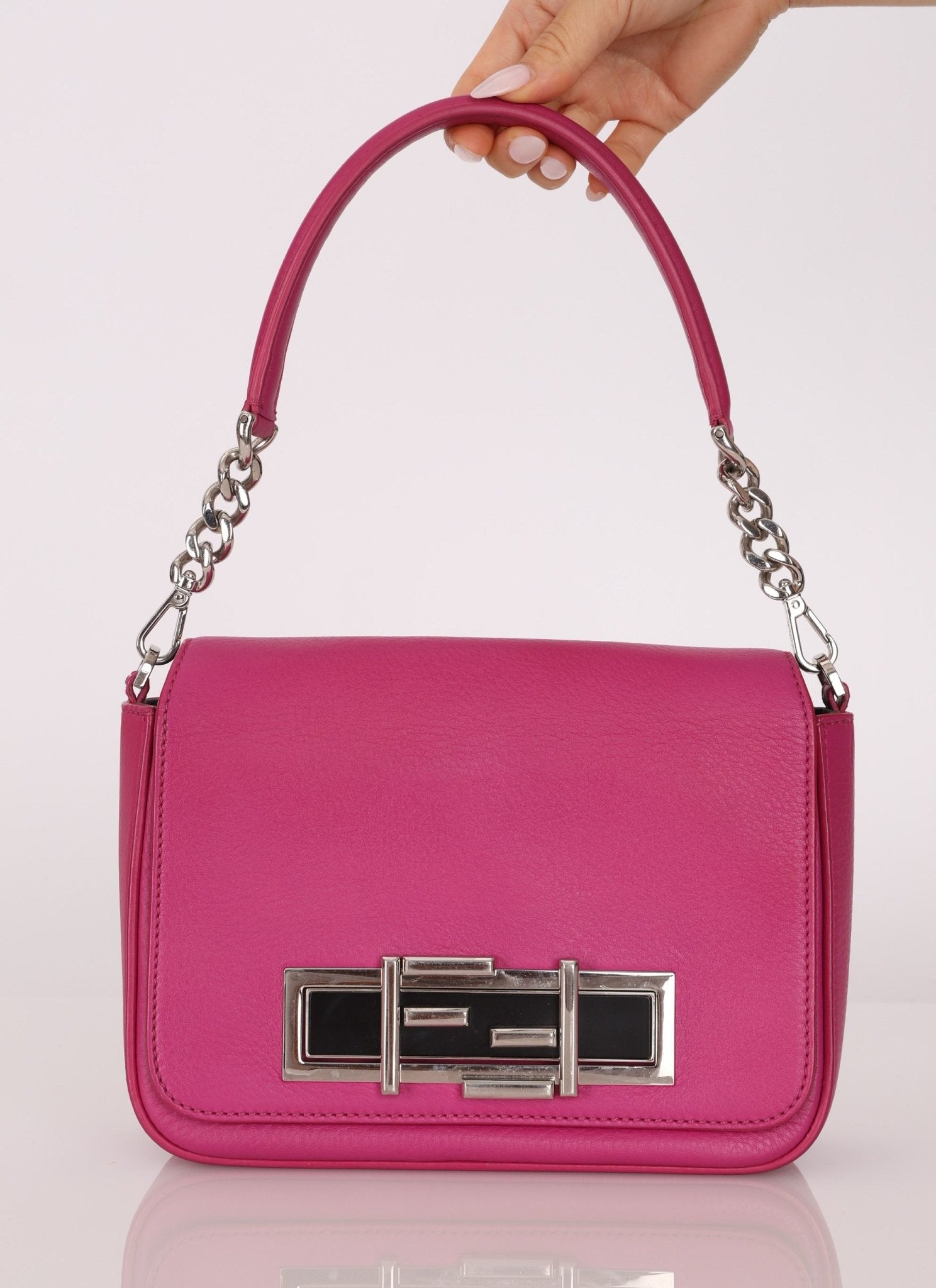 Fendi Calfskin 3Baguette Magenta Shoulder Bag - FashioNica