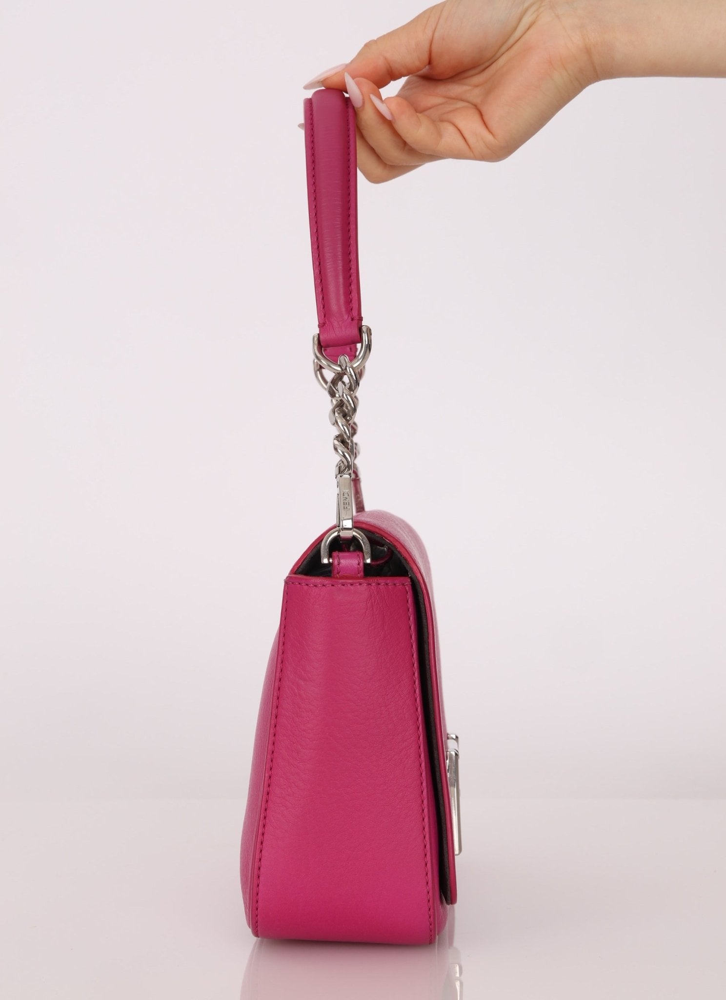 Fendi Calfskin 3Baguette Magenta Shoulder Bag - FashioNica