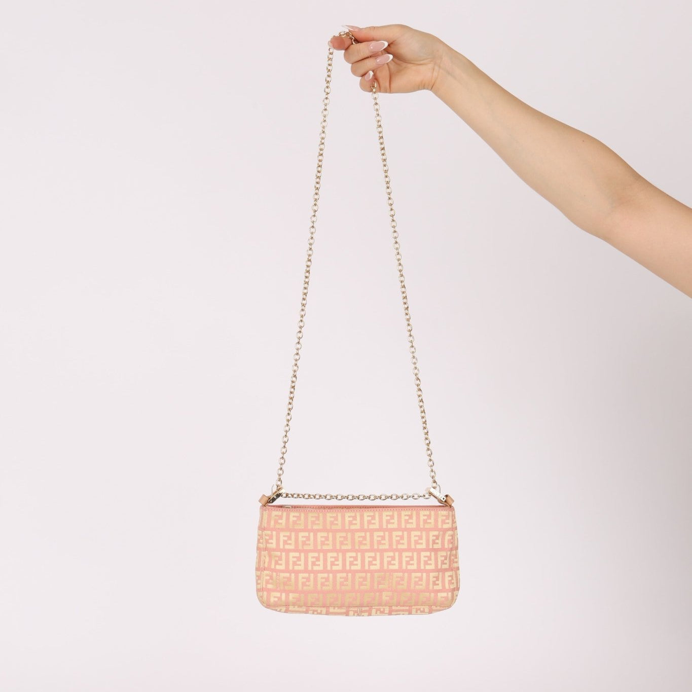 Fendi Canvas Zucchino Pink Pochette - FashioNica